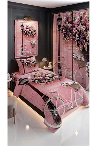 Elmas Dizayn 280*240 Cm. Special Design Single Bedding Set with Flower Design...