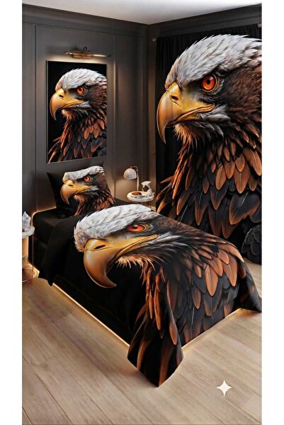 Elmas Dizayn 280*240 سم. طقم غرفة نوم بتصميم خاص مع ستارة، غطاء لحاف فردي، طق...