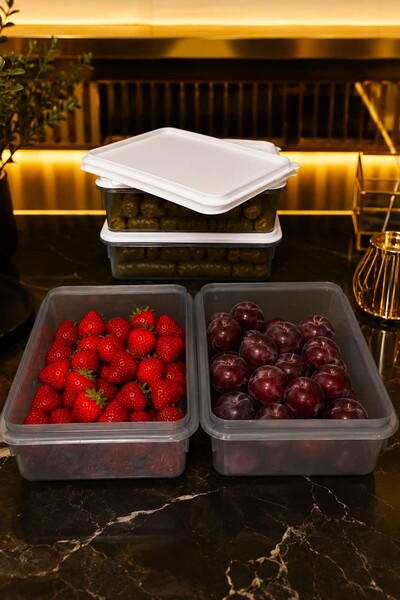 new rise 4 Pieces 1 Liter Storage Container, Microwave and Freezer Safe, Pp 5, White, Stylish Box