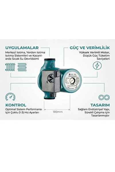 Genel Markalar 32/8-180 Sıcak Su Sirkülasyon Pompası