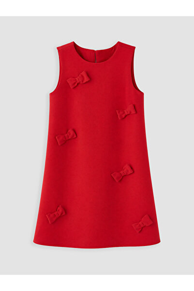 LC Waikiki Original Oval Collar Bowknot Girl's Dress