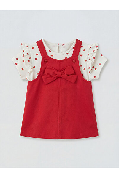 LC Waikiki Texx Store Quality Bowknot Baby Girl Gabardine Dress and T-Shirt