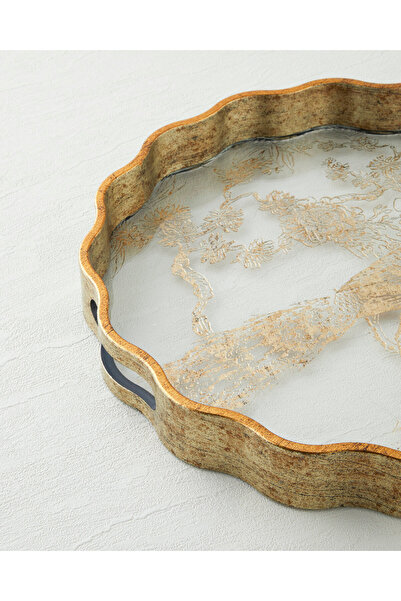 English Home Lune Glass Decorative Tray 34X34X4 cm Brown