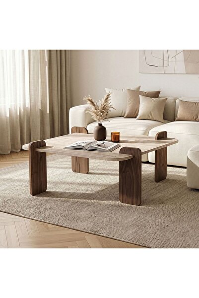 Rani Mobilya Rani Home Orta Sehpa Traverten - Venedik Cevizi 117 Cm AB-5743