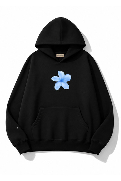 herkesemoda Hanorac cu glugă cu imprimeu floral, cu 2 fire, tip rasvanit