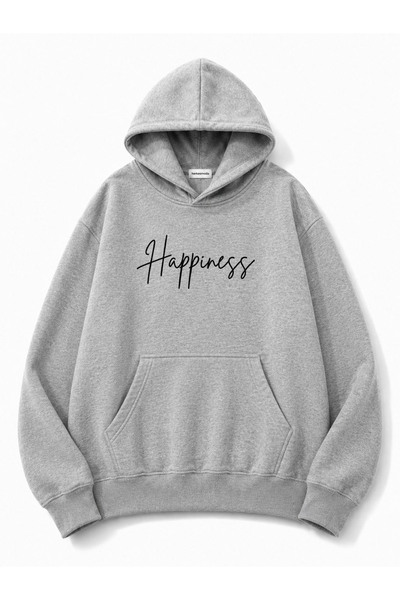 herkesemoda Hanorac cu glugă imprimat Happines, cu 2 fire, tip Rasteron