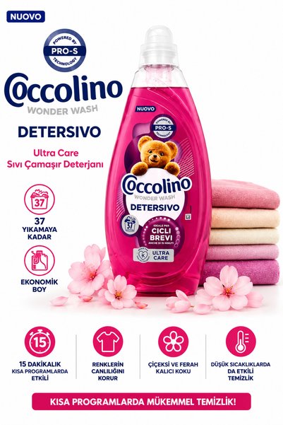 Coccolino Wonder Wash Ultra Care Sıvı Çamaşır Deterjanı 1480 ml 37 Yıkama – Kısa Programlar