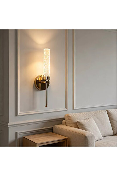 HAMER أبليك حائط ذهبي LED – قزاز شفاف – 3 ألوان إضاءة