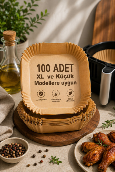 Generic Brand 100 قطعة من ورق الطهي للقلاية الهوائية، مربع الشكل، مقاوم للزيت...