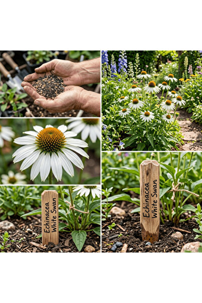 Bloom & Sow Seed بذور زهرة السوين البيضاء (الإيتشيناسيا) - بيضاء نقية، نبات د...