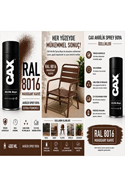 caxcolors CAX AKRİLİK SPREY BOYA SANDALYE - AHŞAP BOYASI RAL KODLU