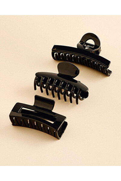 REDTAG Women Assorted Black Hair Clip Set (Pack Of 3)