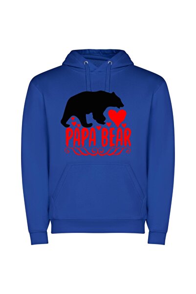 iLovePrints Heartfelt Bear Family Art Φούτερ με κουκούλα σε χρώμα Μπλε