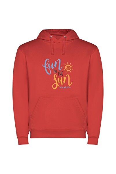 iLovePrints Sunny Blissful Escapades Φούτερ με κουκούλα σε χρώμα Κόκκινο