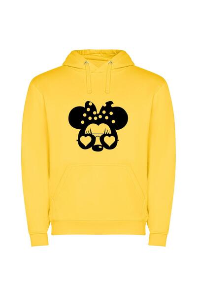 iLovePrints Charming Disney Mouse Portrait Φούτερ με κουκούλα σε χρώμα Κίτρινο
