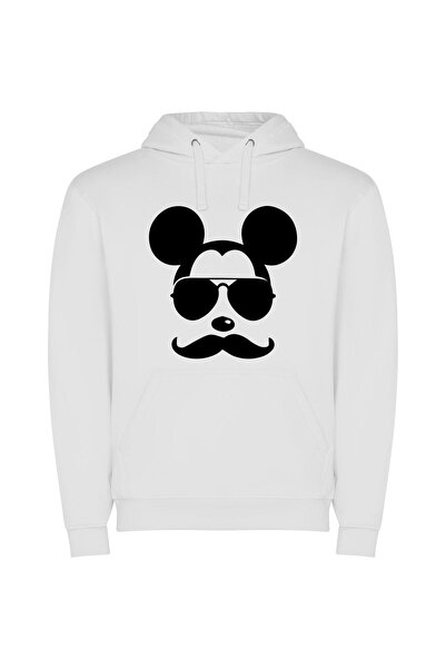 iLovePrints Mickey's Cool Disguise Φούτερ με κουκούλα σε χρώμα Λευκό