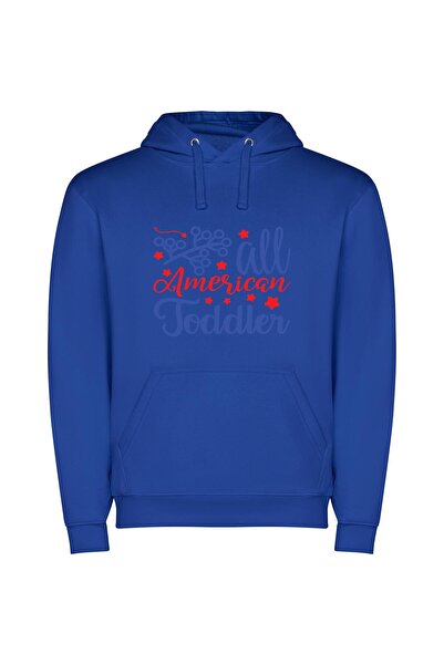 iLovePrints American Toddler's Total Portrait Φούτερ με κουκούλα σε χρώμα Μπλε