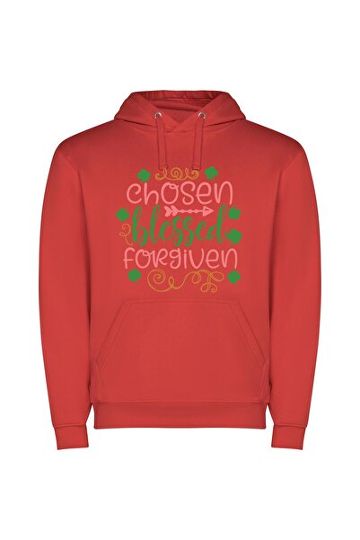 iLovePrints Lucky Green Blessing Φούτερ με κουκούλα σε χρώμα Κόκκινο
