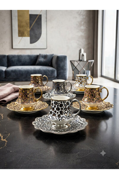 ACAR Leopar Willow 6 Kişilik Leopar Fincan Takımı 90ml