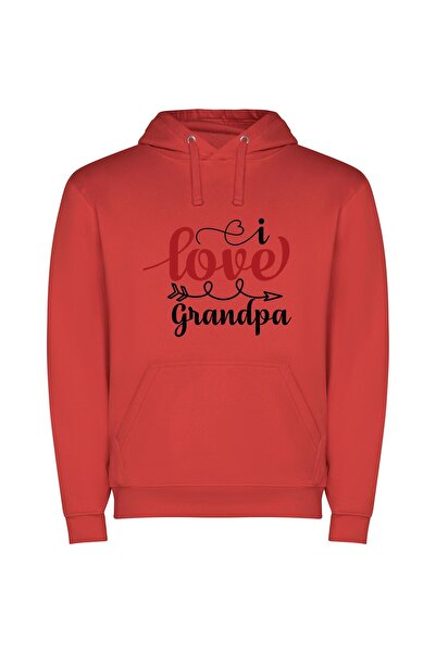iLovePrints Grand Love Typography Φούτερ με κουκούλα σε χρώμα Κόκκινο