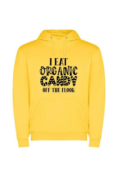 iLovePrints Candy Art: Organic Graphic Φούτερ με κουκούλα σε χρώμα Κίτρινο