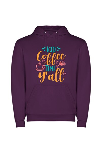 iLovePrints Cool Java Vibes Φούτερ με κουκούλα σε χρώμα Μωβ