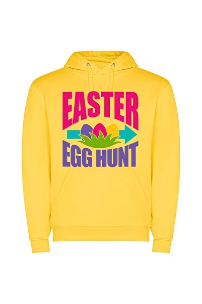 iLovePrints Eggstravagant Easter Hunt Φούτερ με κουκούλα σε χρώμα Κίτρινο
