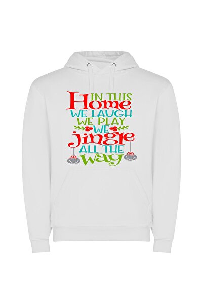 iLovePrints Merry Home: Joyful Connections Φούτερ με κουκούλα σε χρώμα Λευκό