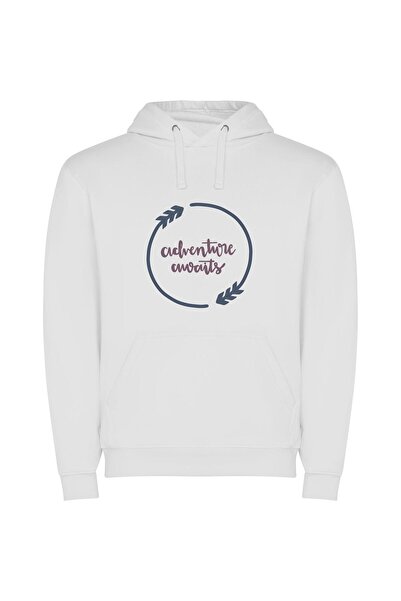 iLovePrints Circle of Adventurous Exploration Φούτερ με κουκούλα σε χρώμα Λευκό