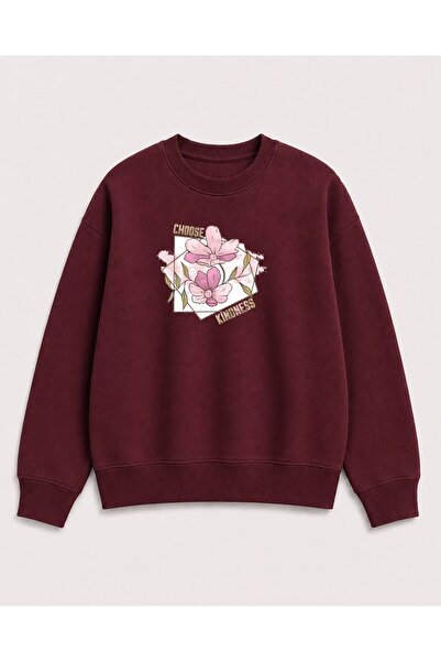herkesemoda Alege hanoracul cu guler rotund, cu imprimeu floral, din 2 fire, ...