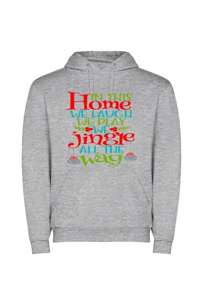 iLovePrints Merry Home: Joyful Connections Φούτερ με κουκούλα σε χρώμα Γκρι