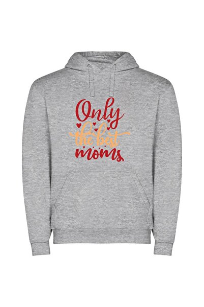 iLovePrints Elite White Background Moms Φούτερ με κουκούλα σε χρώμα Γκρι