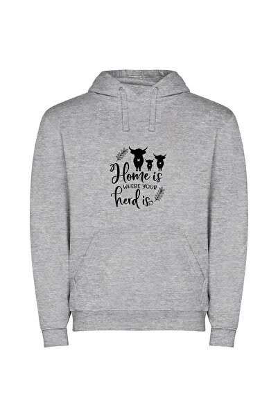iLovePrints Herded Home in Monochrome Φούτερ με κουκούλα σε χρώμα Γκρι