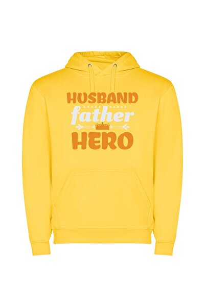 iLovePrints Gentleman Hero: Father & Husband Φούτερ με κουκούλα σε χρώμα Κίτρινο