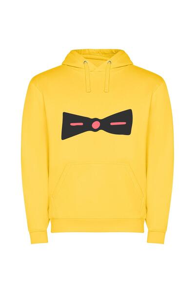 iLovePrints Elegant Black Tie Accessory Φούτερ με κουκούλα σε χρώμα Κίτρινο