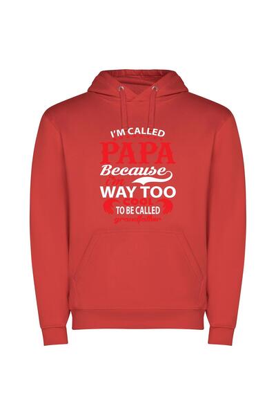 iLovePrints Grand Cool Dad Vibes Φούτερ με κουκούλα σε χρώμα Κόκκινο