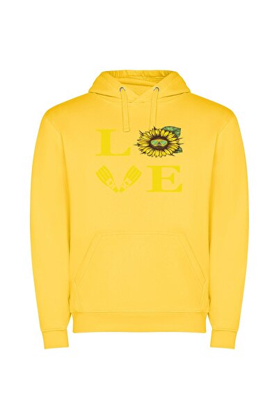iLovePrints Sunny Love Glove Φούτερ με κουκούλα σε χρώμα Κίτρινο
