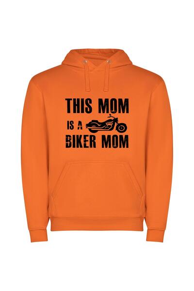 iLovePrints Mama Biker Extraordinaire Φούτερ με κουκούλα σε χρώμα Πορτοκαλί