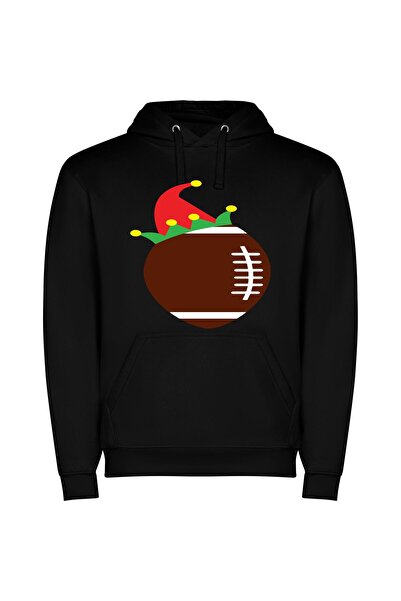 iLovePrints Festive Super Bowl Mascot Φούτερ με κουκούλα σε χρώμα Μαύρο