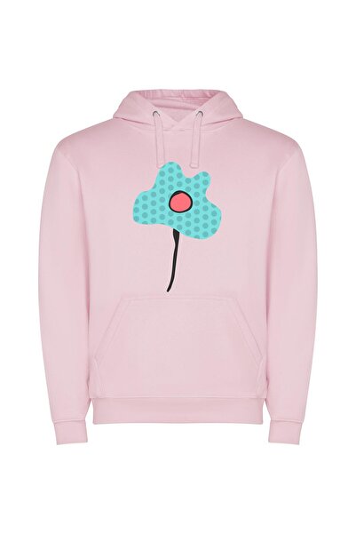 iLovePrints Polka Dot Flower Fashion Φούτερ με κουκούλα σε χρώμα Ροζ