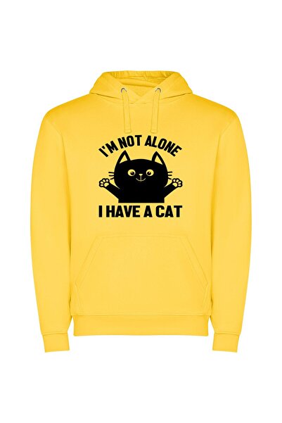 iLovePrints Feline Friends Forever! Φούτερ με κουκούλα σε χρώμα Κίτρινο
