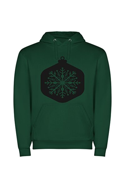 iLovePrints Elegant Snowflake Ornaments Φούτερ με κουκούλα σε χρώμα Πράσινο