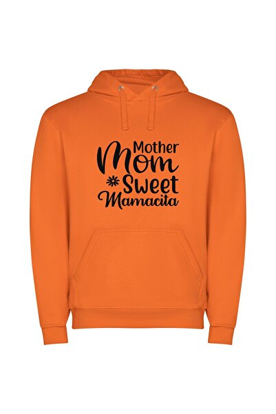 iLovePrints Mamaia's Heartfelt Motherhood Φούτερ με κουκούλα σε χρώμα Πορτοκαλί