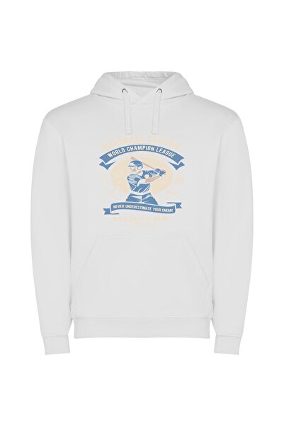 iLovePrints Swing for Glory Φούτερ με κουκούλα σε χρώμα Λευκό