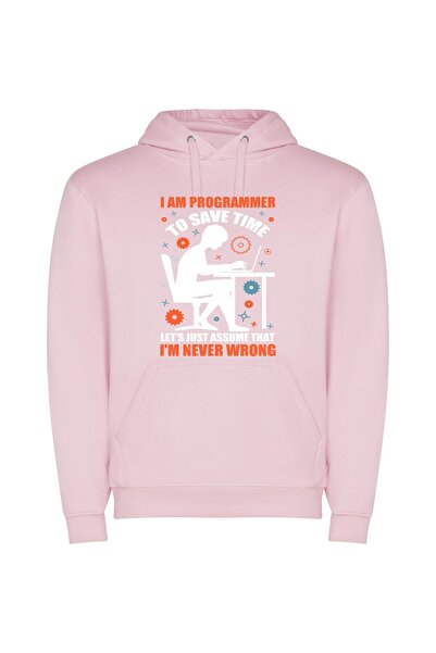 iLovePrints Code and Chill: IT Φούτερ με κουκούλα σε χρώμα Ροζ