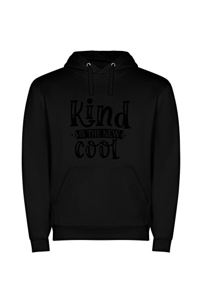 iLovePrints Kind is the New Cool Φούτερ με κουκούλα σε χρώμα Μαύρο