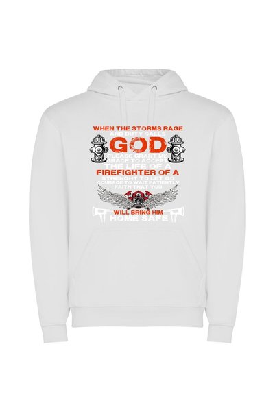 iLovePrints Divine Sacrifice: Firefighter Inspiration Φούτερ με κουκούλα σε χ...