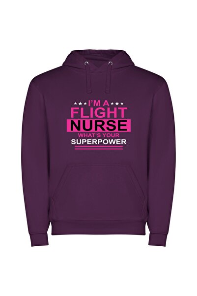 iLovePrints Hero Nurse Flight February Φούτερ με κουκούλα σε χρώμα Μωβ