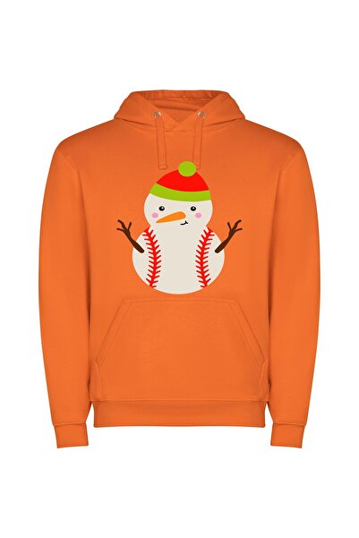 iLovePrints Frosty's Festive Sports Icon Φούτερ με κουκούλα σε χρώμα Πορτοκαλί