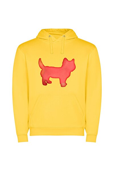 iLovePrints Feline Glow: Neon Masterpieces Φούτερ με κουκούλα σε χρώμα Κίτρινο